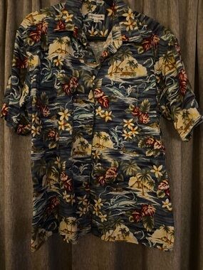 Tropical Print Short-Sleeve Shirt - Blue Floral